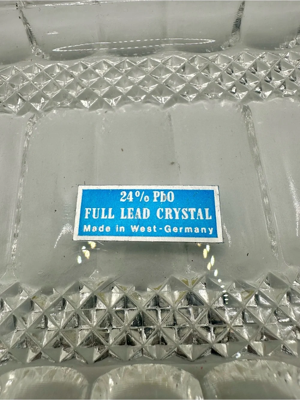 Clear Lead Crystal Rectangular Serving Tray- West Germany